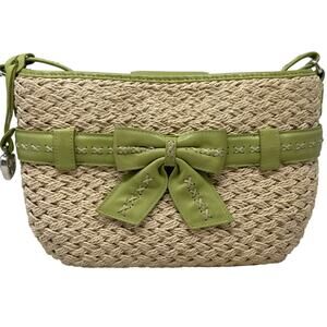 Brighton Straw Crossbody Bag Lime Green Woven Heart Charm w/ Box